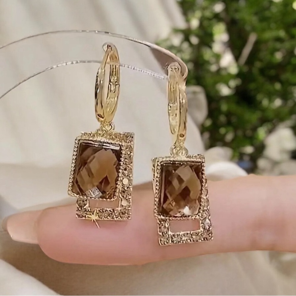 Elegant Square Drop Earrings for Women - Chic Vintage-Inspired Dangle Jewelry